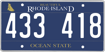 RI license plate 433418