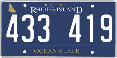 RI license plate 433419
