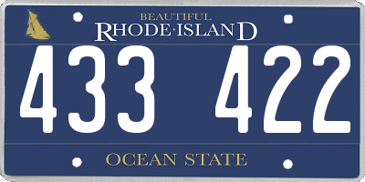 RI license plate 433422