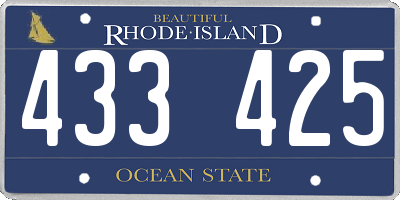 RI license plate 433425