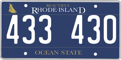 RI license plate 433430