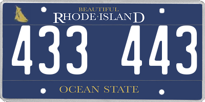 RI license plate 433443