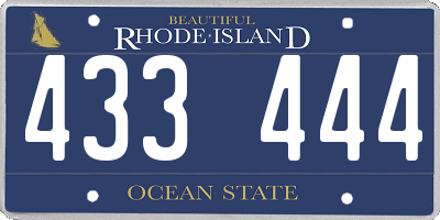 RI license plate 433444