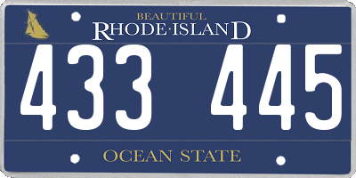 RI license plate 433445