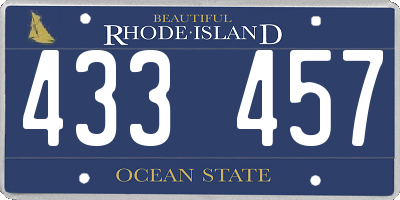 RI license plate 433457