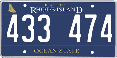 RI license plate 433474
