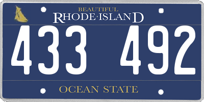 RI license plate 433492