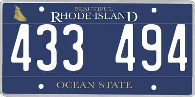 RI license plate 433494
