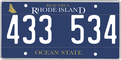 RI license plate 433534