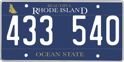 RI license plate 433540