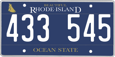 RI license plate 433545