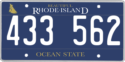 RI license plate 433562