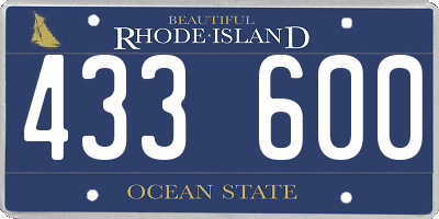RI license plate 433600