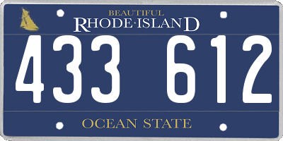 RI license plate 433612