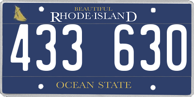 RI license plate 433630