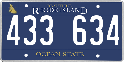 RI license plate 433634