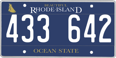 RI license plate 433642