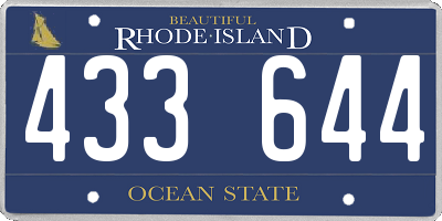 RI license plate 433644
