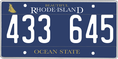 RI license plate 433645