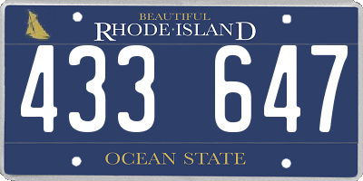 RI license plate 433647