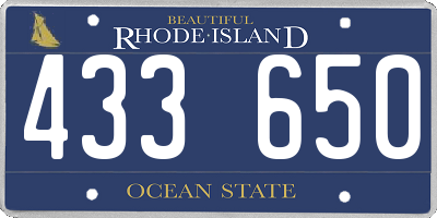 RI license plate 433650
