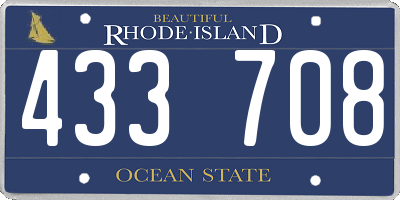 RI license plate 433708
