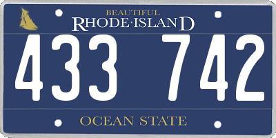 RI license plate 433742
