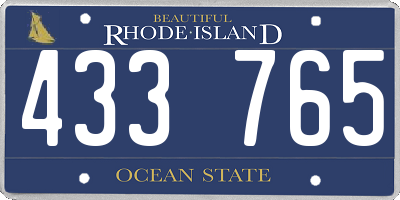 RI license plate 433765