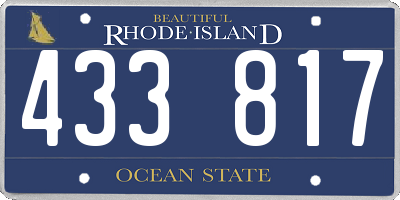 RI license plate 433817