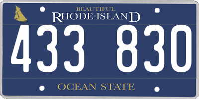 RI license plate 433830