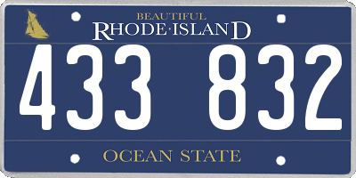 RI license plate 433832