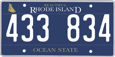 RI license plate 433834