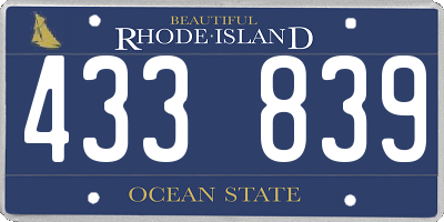 RI license plate 433839