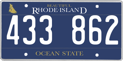 RI license plate 433862