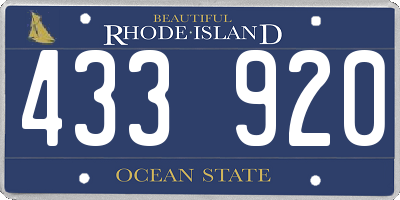 RI license plate 433920