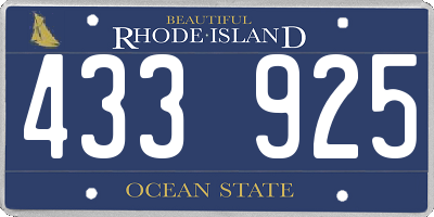 RI license plate 433925