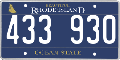 RI license plate 433930