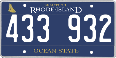 RI license plate 433932
