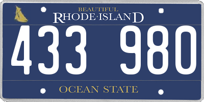 RI license plate 433980