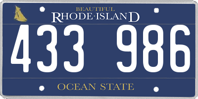 RI license plate 433986