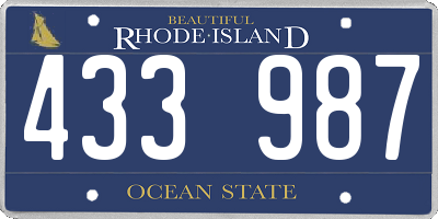 RI license plate 433987