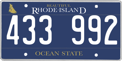 RI license plate 433992