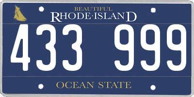 RI license plate 433999