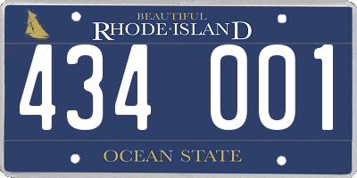 RI license plate 434001