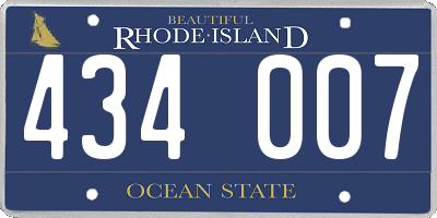 RI license plate 434007