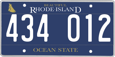 RI license plate 434012