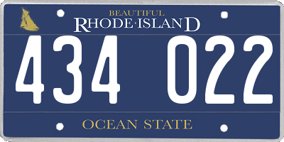 RI license plate 434022
