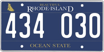RI license plate 434030