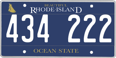 RI license plate 434222