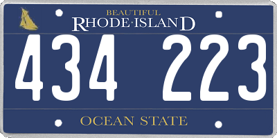 RI license plate 434223
